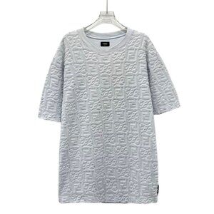 Fendi Light blue embossed logo monogram cotton T-Shirt